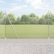 vidaXL svetsat trådstängsel med 13 flangerade stolpar 1,5x50 m galvani...