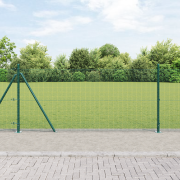 vidaXL Svetsat Trådstaket med 7 Flangestolpar Grön 0.8x10 m Stål