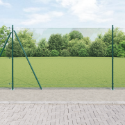 vidaXL svetsat trådstängsel med 13 flänsade stolpar Grön 1.5x25 m Stål