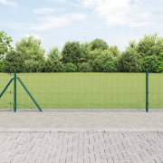 vidaXL Svetsat Trådstaket med 13 Flangerade Stolpar Grön 0.6x50 m Stål