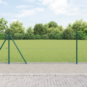 vidaXL svetsad trådgård med 13 flänsade stolpar Grön 1x50 m Stål