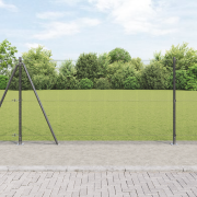vidaXL Svetsat trådstängsel med 7 flänsade stolpar Grå 1,2x10 m Stål
