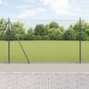 vidaXL Svetsat stängsel med 7 flänsade stolpar Grå 1.4x10 m Stål