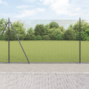 vidaXL Grå Stängsel Stolpeset Set om 2 Grå Metall, PVC 25 x 1,5 m