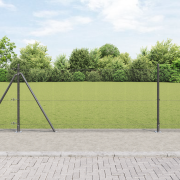 vidaXL Svetsat Trådstängsel med 13 Flangade Poster Grå 0.8x100 m Stål