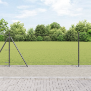 vidaXL Stängselset Set om 2 Grå Pulverlackerat Stål 25 x 1 m Hållbar