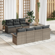 vidaXL Trädgårdsoff-set Set med 4 Grå Rattan Stor Modulär