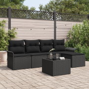 vidaXL 6-delad trädgårdsoffaset med kuddar beige poly rattan