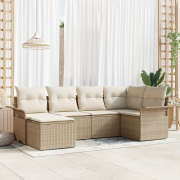 vidaXL 6-delat trädgårdsoffset med kuddar beige polyrotting