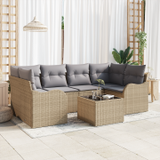 vidaXL 7-delat trädgårdsoffset med kuddar Beige Poly Rotting