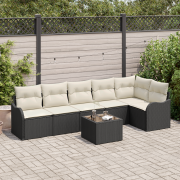 vidaXL 6-delars trädgårdsoff-set med kuddar brun poly rattan