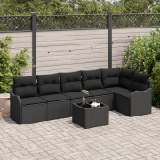 vidaXL 7-delad trädgårdsoffan set med kudde beige poly rattan