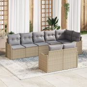 vidaXL 8-delars trädgårdsoffset med kuddar beige poly rotting