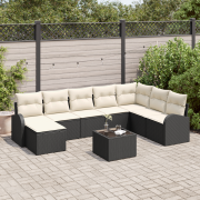 vidaXL 8-delars trädgårdsoffaset med kuddar brun poly rattan