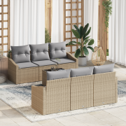 vidaXL 7-delat Trädgårdsoffaset med Kuddar Beige Poly-Rotting