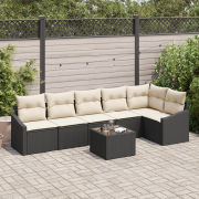 vidaXL 6 Delars Trädgårdsdining Set med Kuddar Brun Poly Rattan