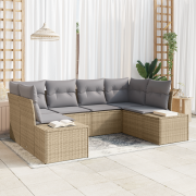 vidaXL 6-delars trädgårdsoffset med kuddar Beige Poly Rattan