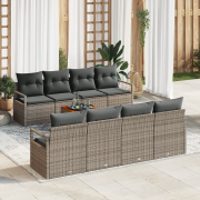 vidaXL 9-delat trädgårdsofa set med kuddar grå polyrotting akacia