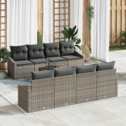 vidaXL 7-delat trädgårdsoffset med kuddar grå poly rattan acacia