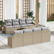 vidaXL 7-delat trädgårdsoff-set med kuddar Beige Poly rotting Acacia