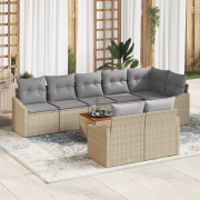 vidaXL 9-delat trädgårdsoffeset med kuddar Beige Polyrotting Akacia