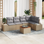 vidaXL 6-delat trädgårdsoff-set med kuddar Beige Poly rotting Akacia