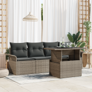 vidaXL 5-delat Trädgårdsmöbelset med kuddar Grå Poly Rattan
