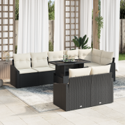 vidaXL 9-delars Soffset med Kuddar Svart Poly Rattan