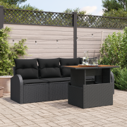 vidaXL 5-delat trädgårdssoffset med kuddar Svart Poly Rattan