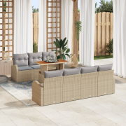 vidaXL 8-delat trädgårdsoffset med kuddar beige poly rotting