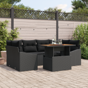 vidaXL 7-delat trädgårdsoffset med kuddar svart poly rattan