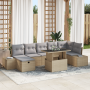 vidaXL 8-delat Trädgårdsoff-set med Kuddar Beige Poly Rotting