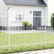 vidaXL Trädgårdsstaket med Bågtopp Vit 5,1x1,25 m Stål