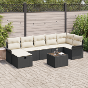 vidaXL 8-delat trädgårdsoff set med kuddar svart poly rattan, vidaXL 2...