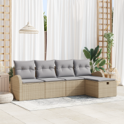 vidaXL Trädgårdssoffagrupp 4-delars set Beige, Ljusgrå