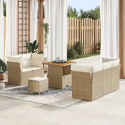 vidaXL 8-delat Trädgårdsoffas med kuddar Beige Poly rotting Acacia