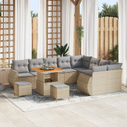 vidaXL 12-delad Trädgårdsoffagrupp med Kuddar Beige Poly Rattan Akacia