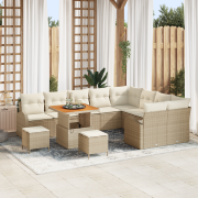 vidaXL 12-delars Trädgårdsofaset med Kuddar Beige Poly Rattan Akacia