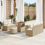vidaXL 8-delars trädgårdsoff-set med kuddar Beige poly rotting akacia