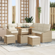 vidaXL 8-delad trädgårdsoffaset med kuddar beige Poly Rattan Akacia