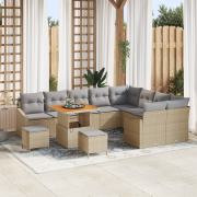 vidaXL 12-delars trädgårdsoffasats med kuddar Beige poly rattan akacia