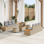 vidaXL 9-delat trädgårdsoffaset med kuddar Beige Polyrotting Akacia