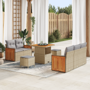 vidaXL 8-delad trädgårdsoffaset med kuddar beige poly-rotting akacia