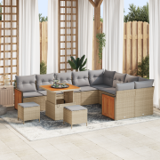 vidaXL 12-delars Trädgårdsoff-set med Kuddar Beige Poly Rattan Akacia