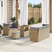 vidaXL 8-delat Trädgårdssoffset med kuddar Beige Konstrotting Akacia