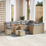vidaXL 12-delars Trädgårdssoffa Set med Kuddar Beige Poly Rattan Akaci...