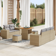 vidaXL 8-delat trädgårdssoffset med kuddar beige poly rattan akacia