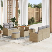 vidaXL 8-delat trädgårdsoffasett med dynor Beige Konstrotting Akacia