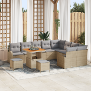vidaXL 12-delat trädgårdssofavsett med kuddar Beige Poly Rattan Akacia