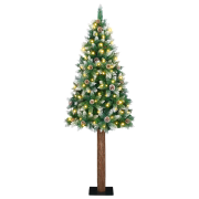 vidaXL smal julgran med 300 LED-lampor Grön 210 cm PVC